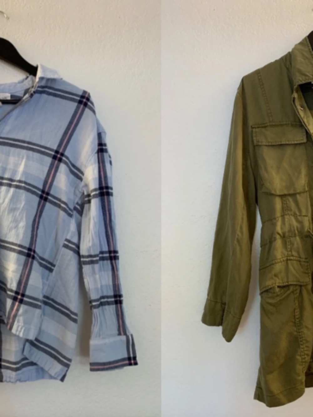LOT OF 2 H&M L.O.G.G. Women's Army Surplus Jacket + Flannel Button Down | 8
